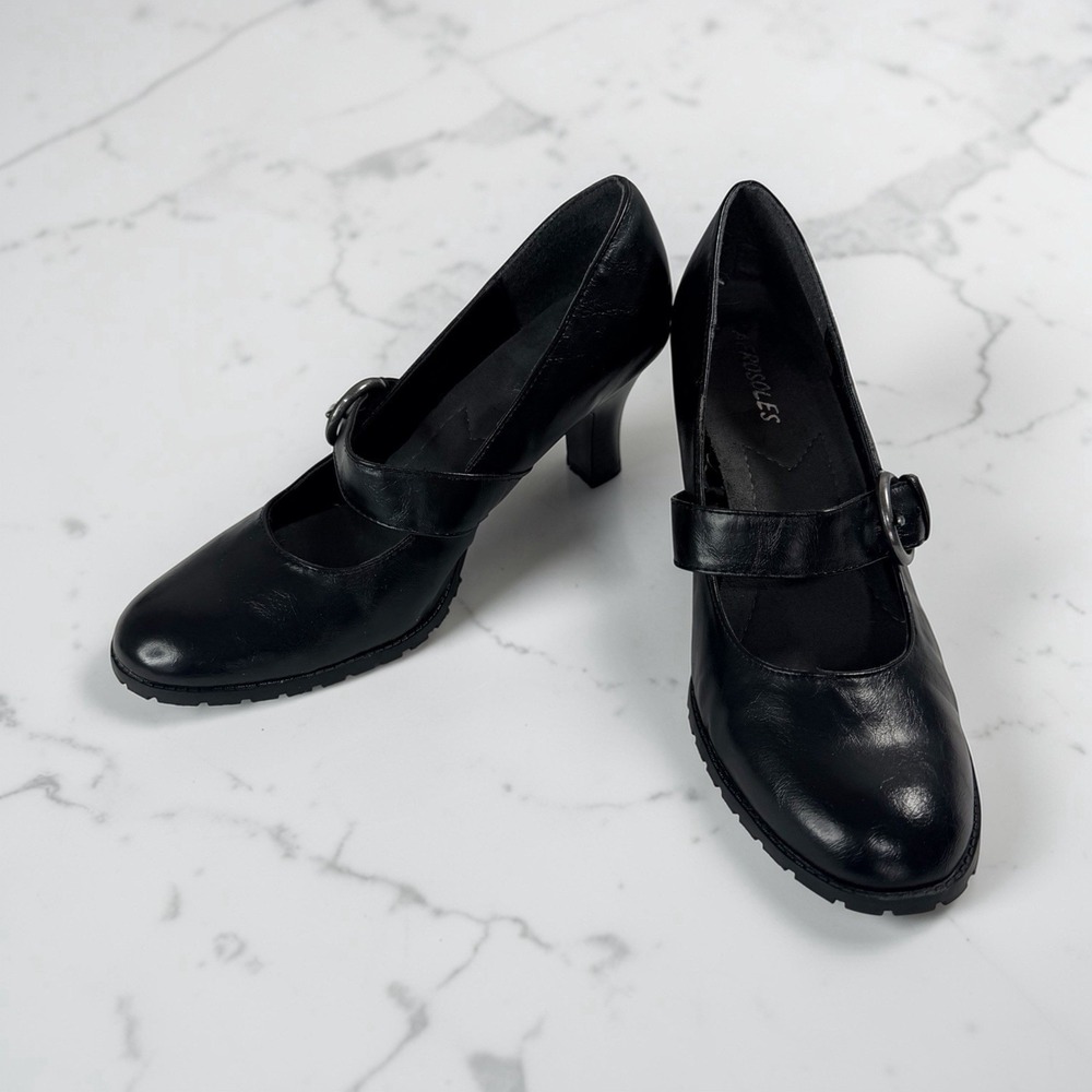 Aerosoles Sleigh Bell Mary Jane Pumps Womens 8.5 Black Buckle Strap Heel Shoes